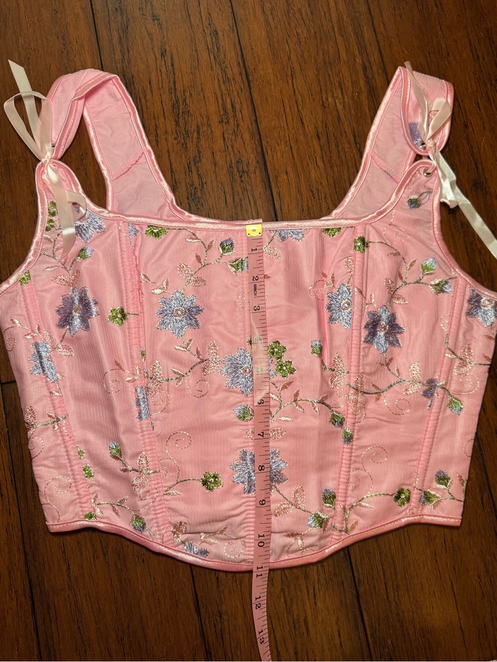 NWOT Pink Embroidered Corset Tank Top Women’s Medium - Picture 7 of 16